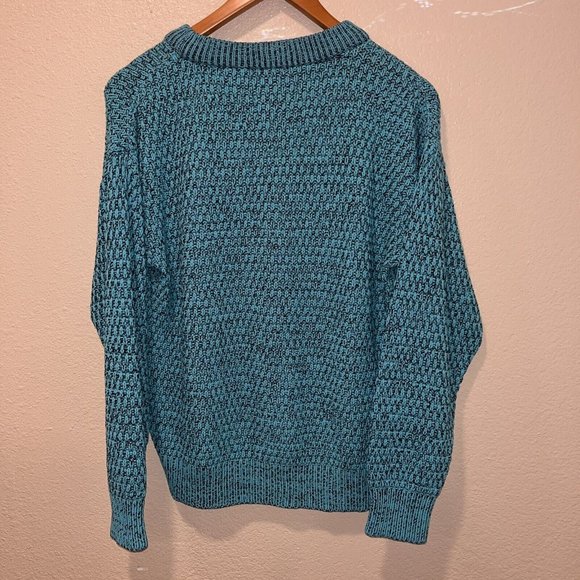 VTG 80s Retro Spettro Casual Crew neck Sweater Small Turquoise Blue Loose Knit - Picture 5 of 7